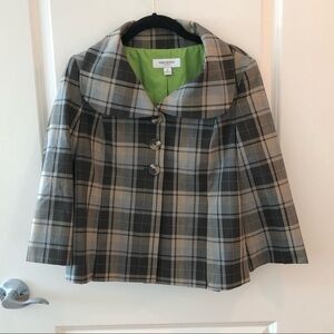 Isaac Mizrahi For Target Plaid Pleated Blazer Jacket